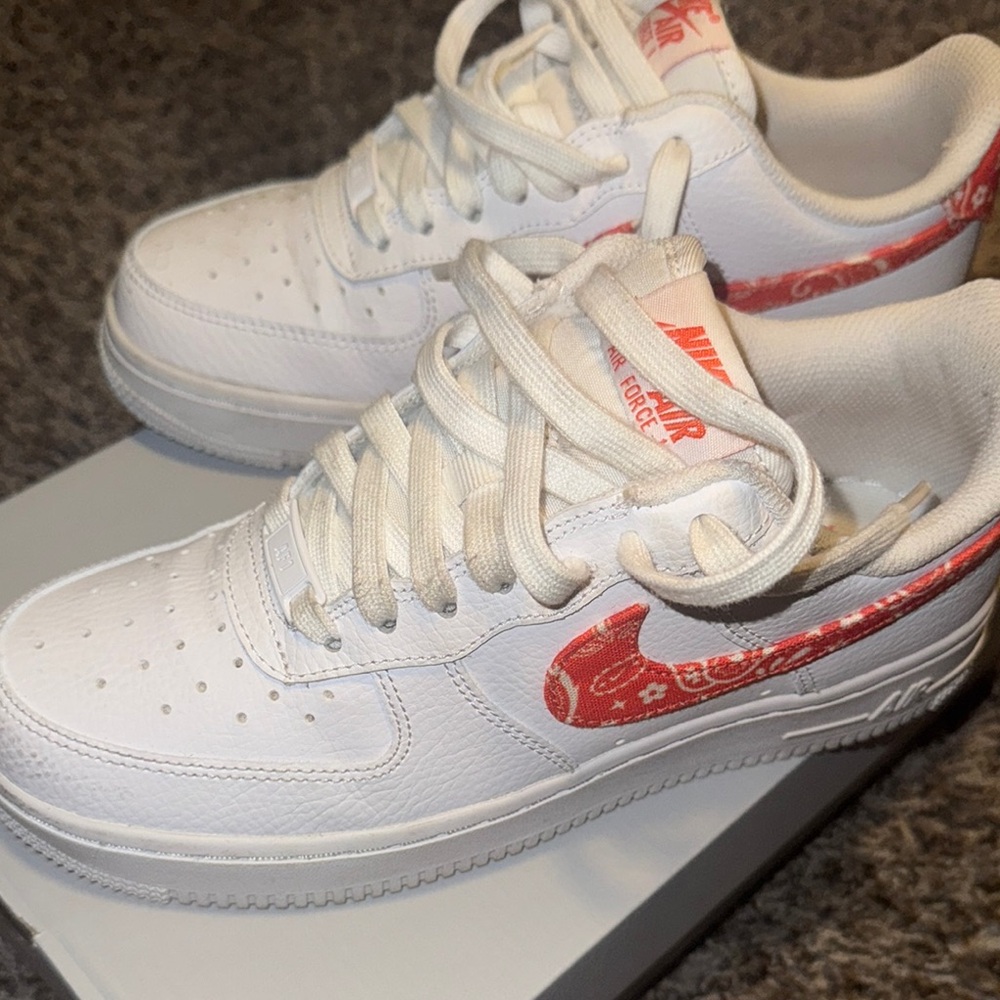 Nike Air Force 1 White with orange Swoosh
